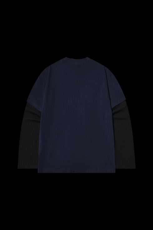 Fake Two-piece Trendy Printed T-shirt